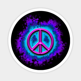 pink fire peace sign Magnet